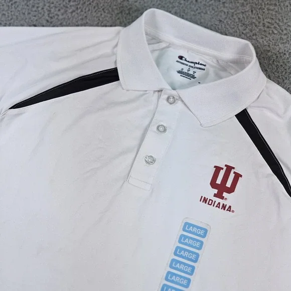 Indiana Hoosiers Shirt Mens Large White NCAA Basketball Polo Stretch Champion - Picture 1 of 14